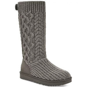 Women's UGG Classic Cardi Cabled Knit Boot Gray 9 New with Box